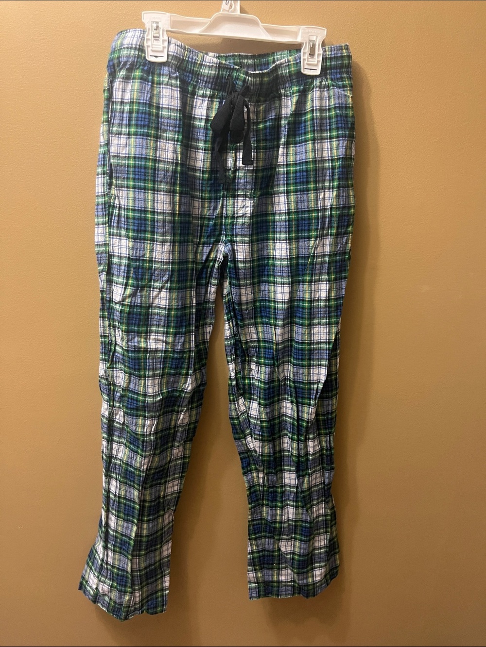Fruit of the Loom Green and Blue Plaid Drawstring Joggers